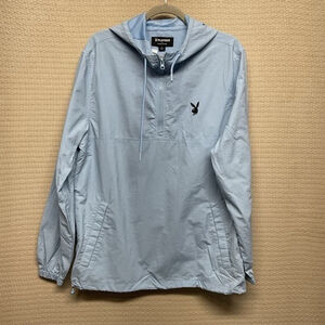 PacSun Playboy Blue Logo 1/4 Zip Hoodie Windbreaker Jacket Men Small‎